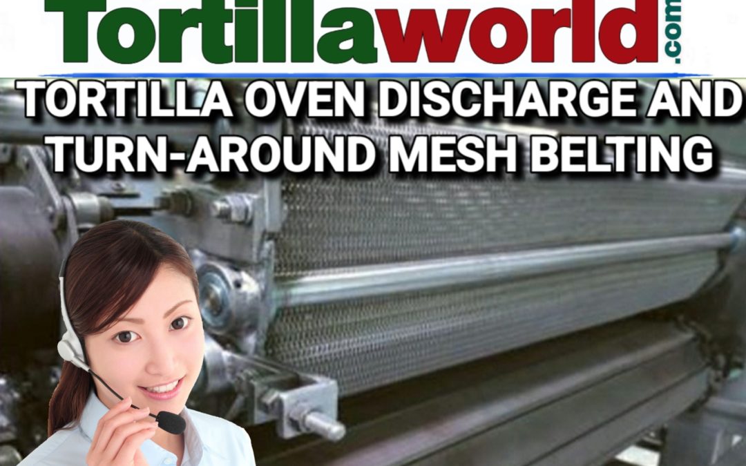 Replacement discharge mesh belting for tortilla ovens for sale