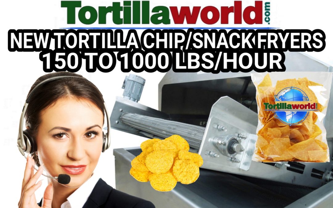 New tortilla chip fryers from 150 to 1000 lbs/hr for sale