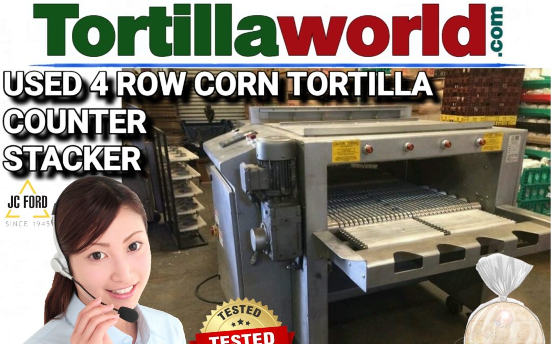 Used JC Ford corn tortilla 4 row counter stacker for sale