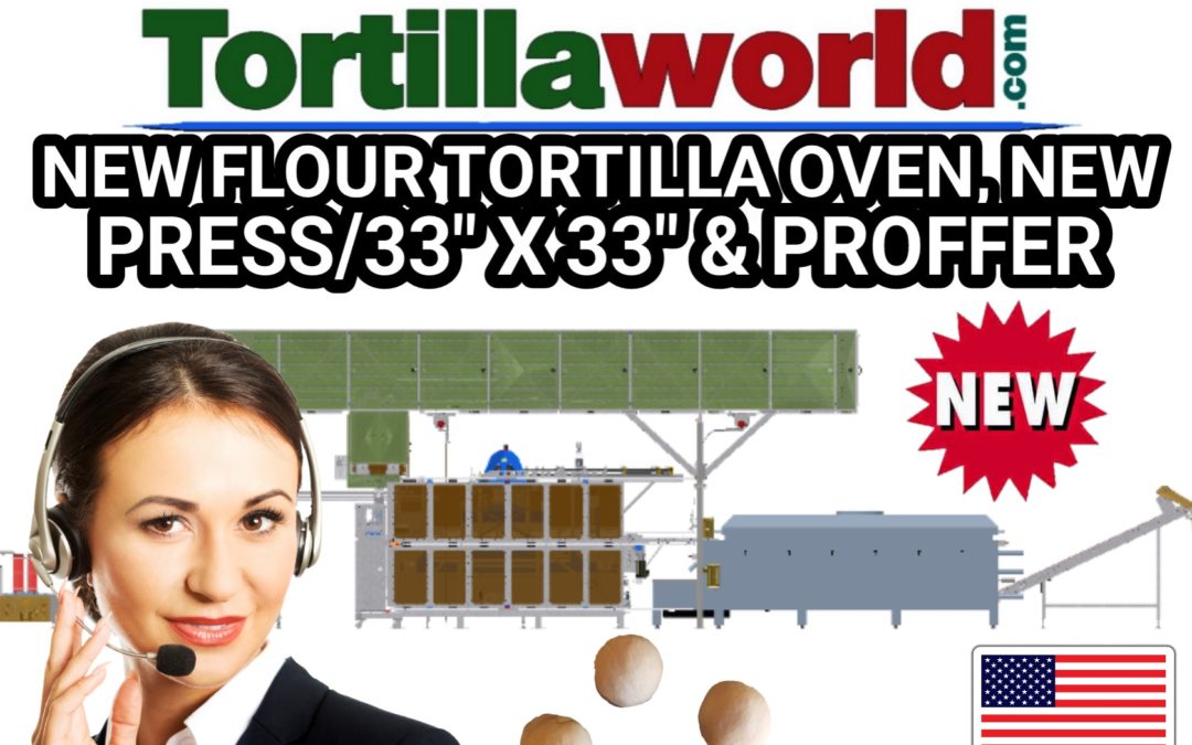 New 33″ X 33″ flour tortilla press, oven & 9 pocket proofer for sale