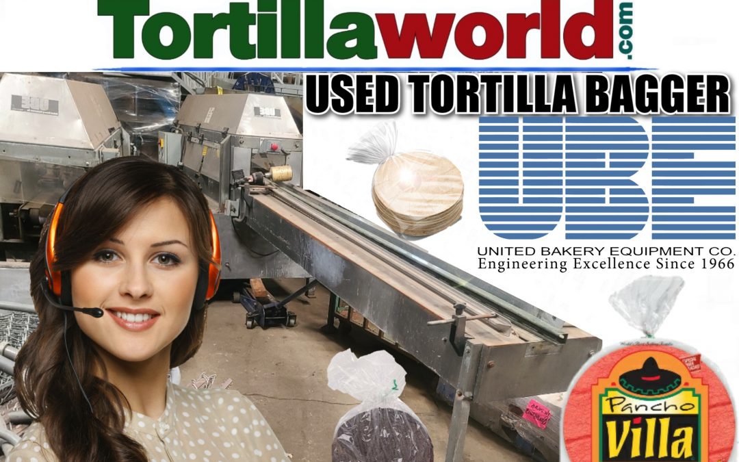 Used UBE continuous tortilla bagger for sale
